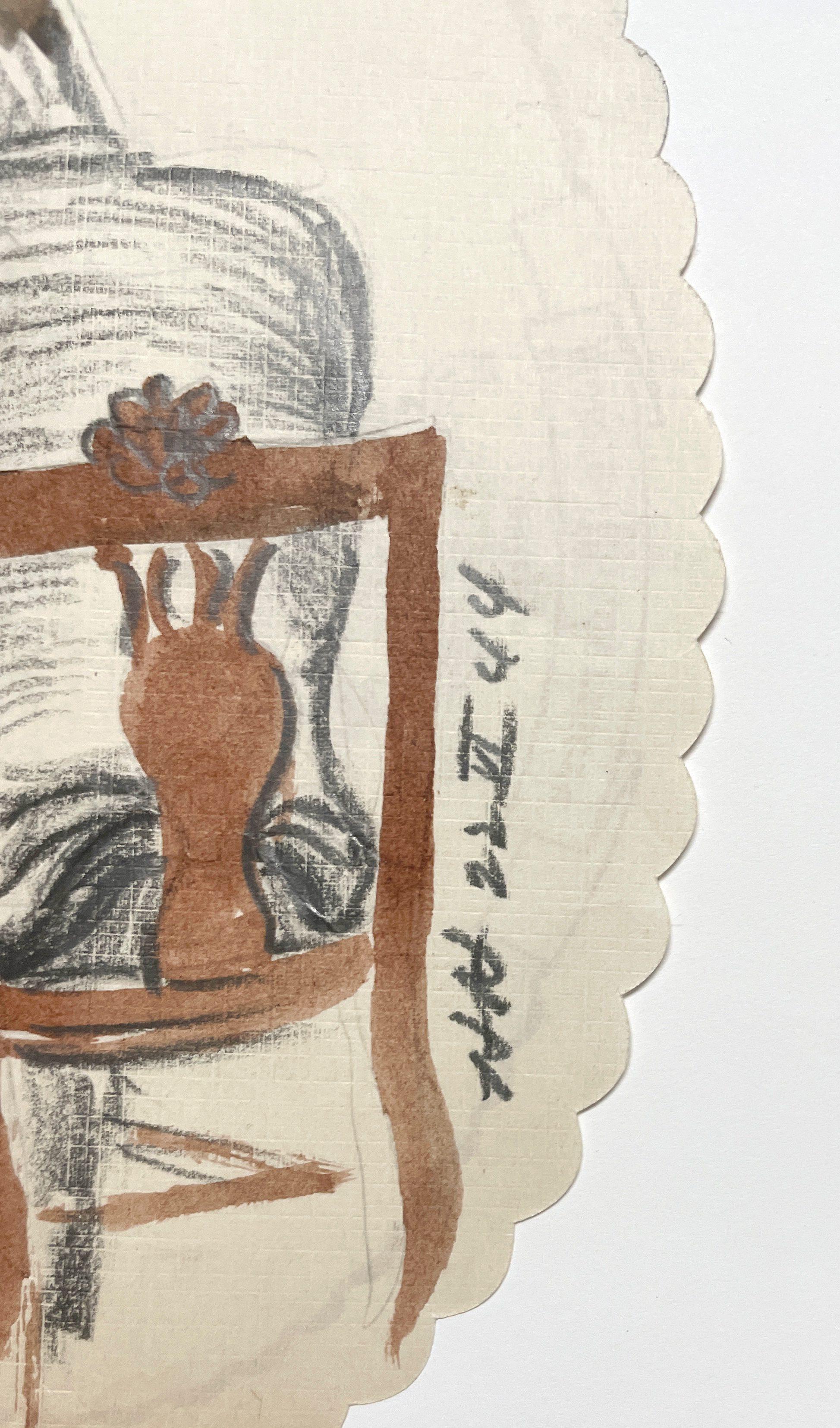 Moderne, amerikanische Szene aus den 1940er Jahren: Studie eines sitzenden Mannes am Tisch von Harold Haydon im Angebot 5