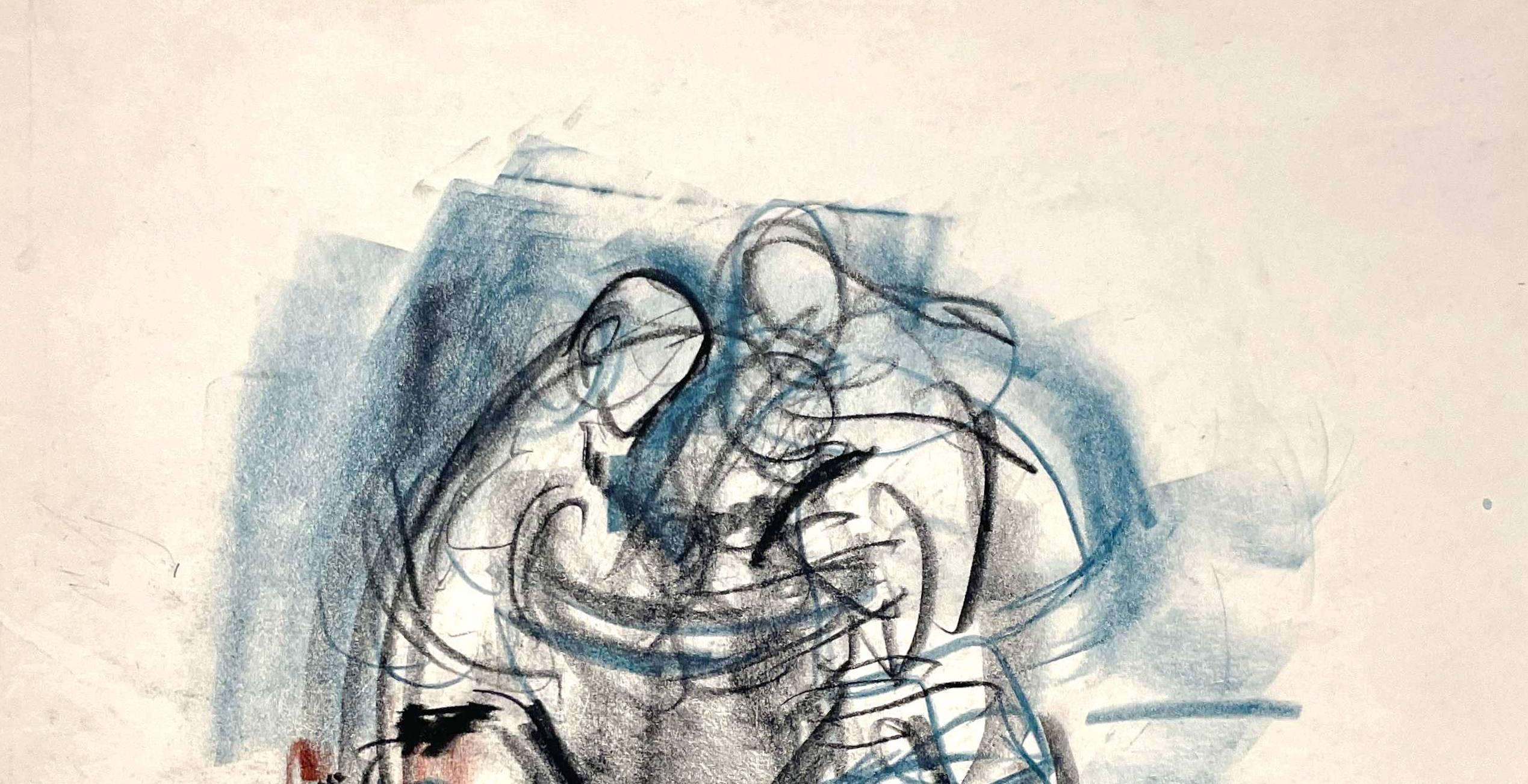 Eine feine 1930er Jahre, Darstellung eines Boxkampfes von Francis Chapin. Diese dynamische Zeichnung zeigt überlappende menschliche Formen, die in ausdrucksstarken, gestischen Linien dargestellt sind. Es gibt einen klaren Sinn für Körperlichkeit und