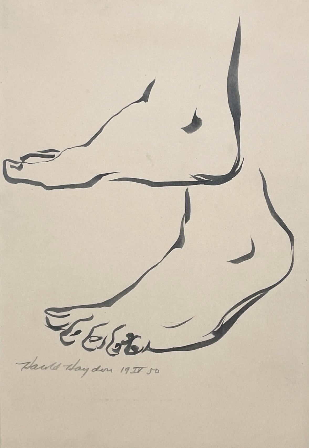 Harold Haydon Figurative Art - A Fine, Mid-Century Modern 1950s Academic Anatomical Figure Study (Female Feet)