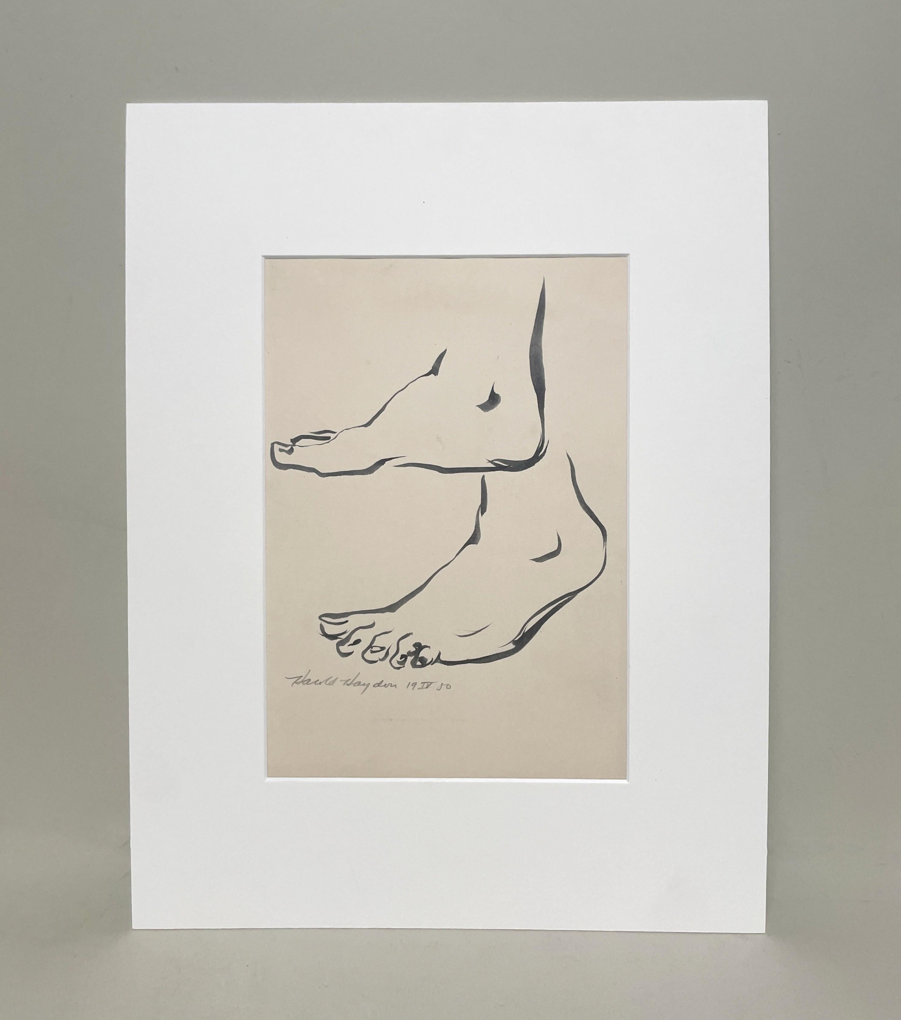 A Fine, Mid-Century Modern 1950s Academic Anatomical Figure Study (Female Feet) - Art by Harold Haydon