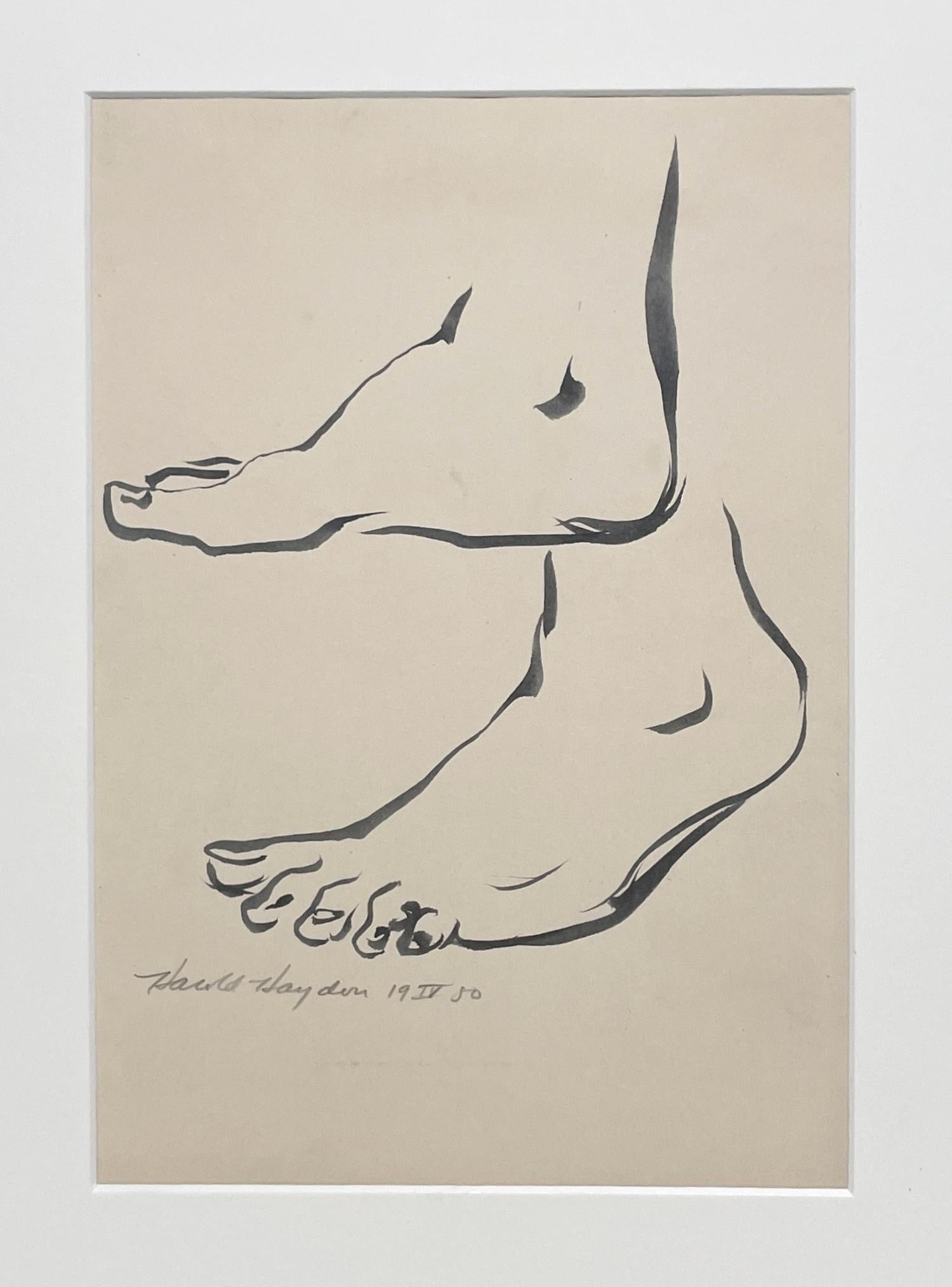 A Fine, Mid-Century Modern 1950s Academic Anatomical Figure Study (Female Feet) - American Modern Art by Harold Haydon