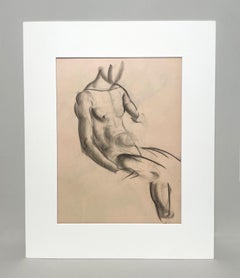 A Fine, Modern 1930s Academic Anatomical Figure Study (Seated Male Model, Torso)