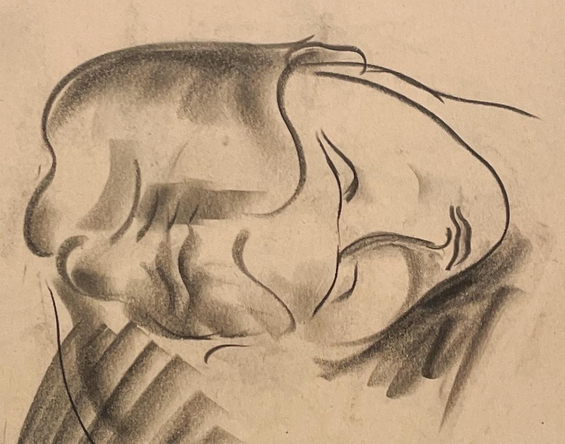 A Fine 1930s Modern, Art Deco Female Drawing, Portrait of a Sleeping Young Woman For Sale 3