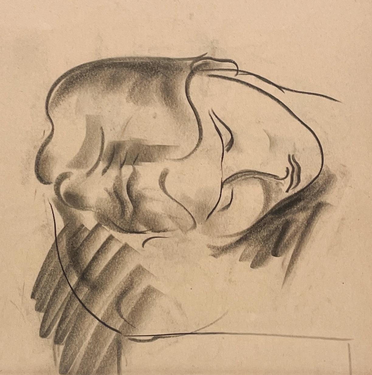 A Fine 1930s Modern, Art Deco Female Drawing, Portrait of a Sleeping Young Woman For Sale 2