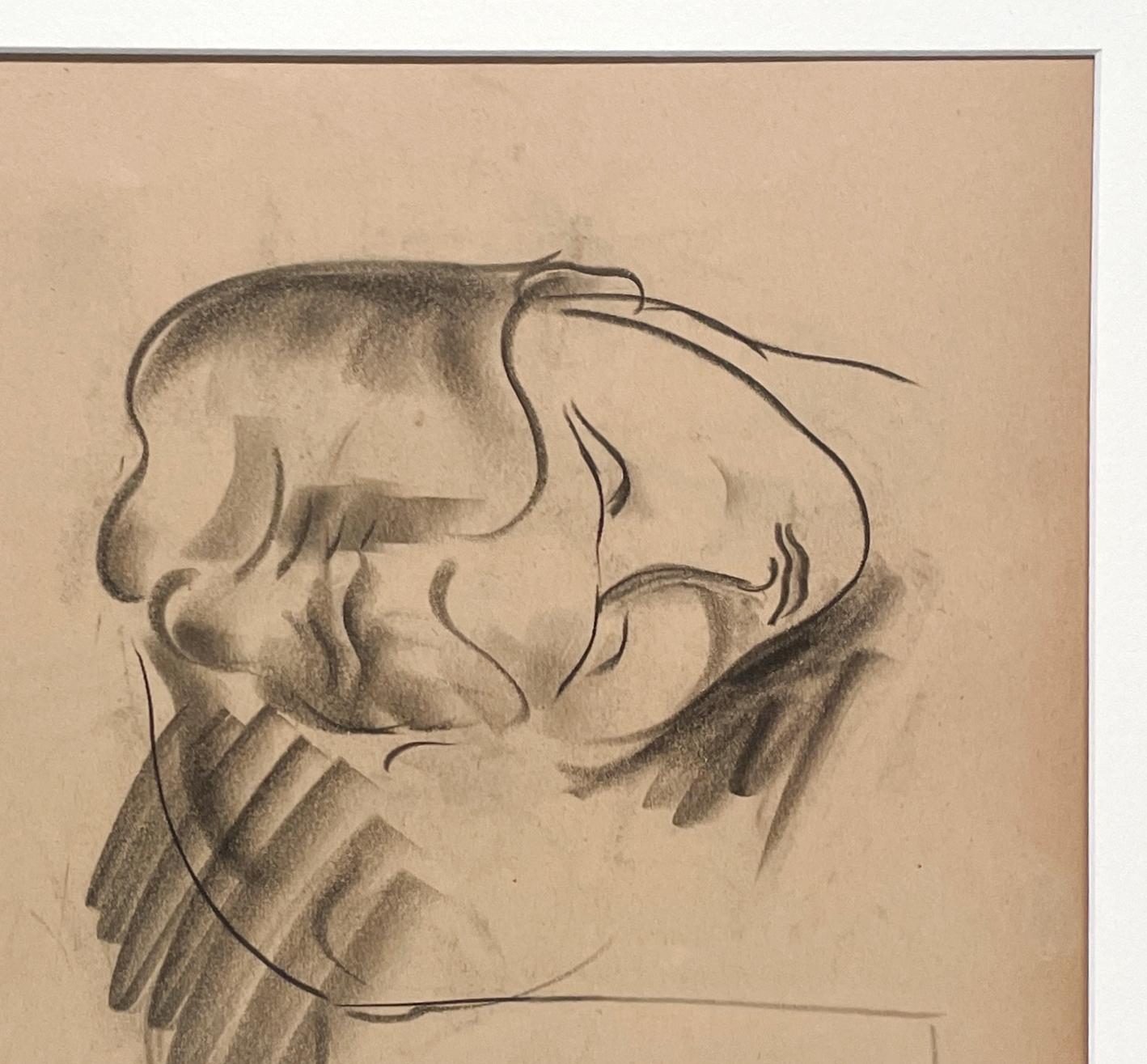 A Fine 1930s Modern, Art Deco Female Drawing, Portrait of a Sleeping Young Woman For Sale 1