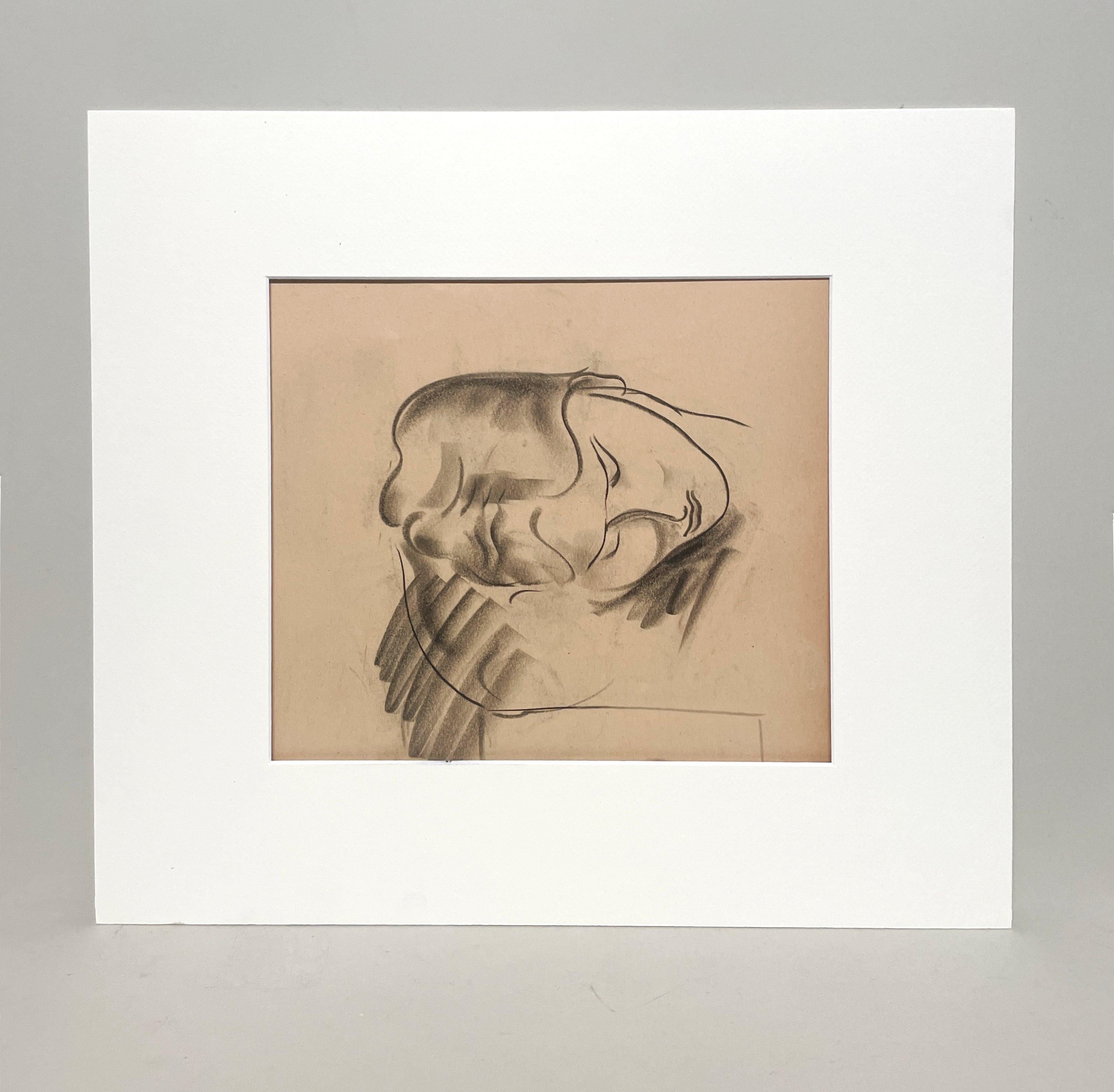 A Fine 1930s Modern, Art Deco Female Drawing, Portrait of a Sleeping Young Woman - Beige Figurative Art by Harold Haydon