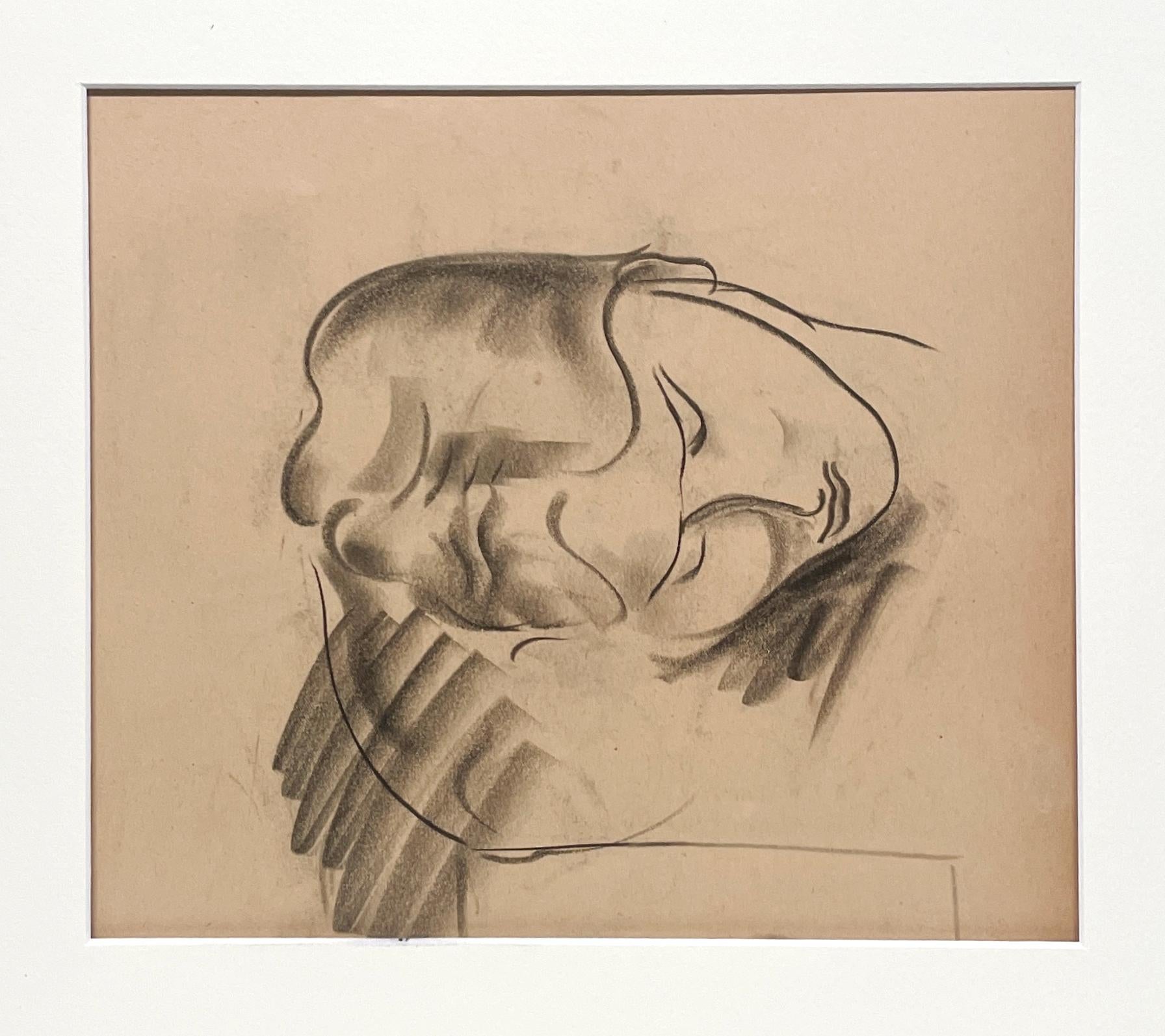 A Finely Drawn, 1930s Art Deco Modern Female Figure Study, Portrait of a Sleeping Young Woman by Notable Chicago Artist, Harold Haydon (Am. 1909-1994).  An exquisite studio portrait study, charcoal on paper, dating circa 1930.  Artwork size: 13 x 12