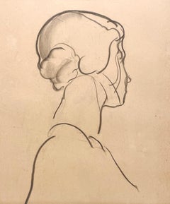 Diptych Fine Arts des années 1930, dessin de femme, portrait d'une jeune femme