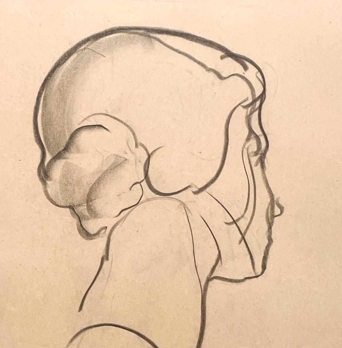 A Fine 1930s Modern, Art Deco Female Drawing, Portrait of a Young Woman For Sale 3
