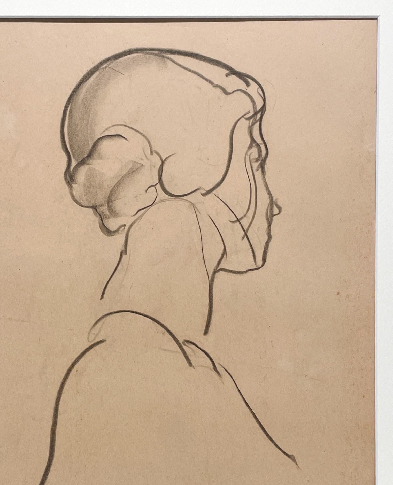 A Fine 1930s Modern, Art Deco Female Drawing, Portrait of a Young Woman For Sale 1