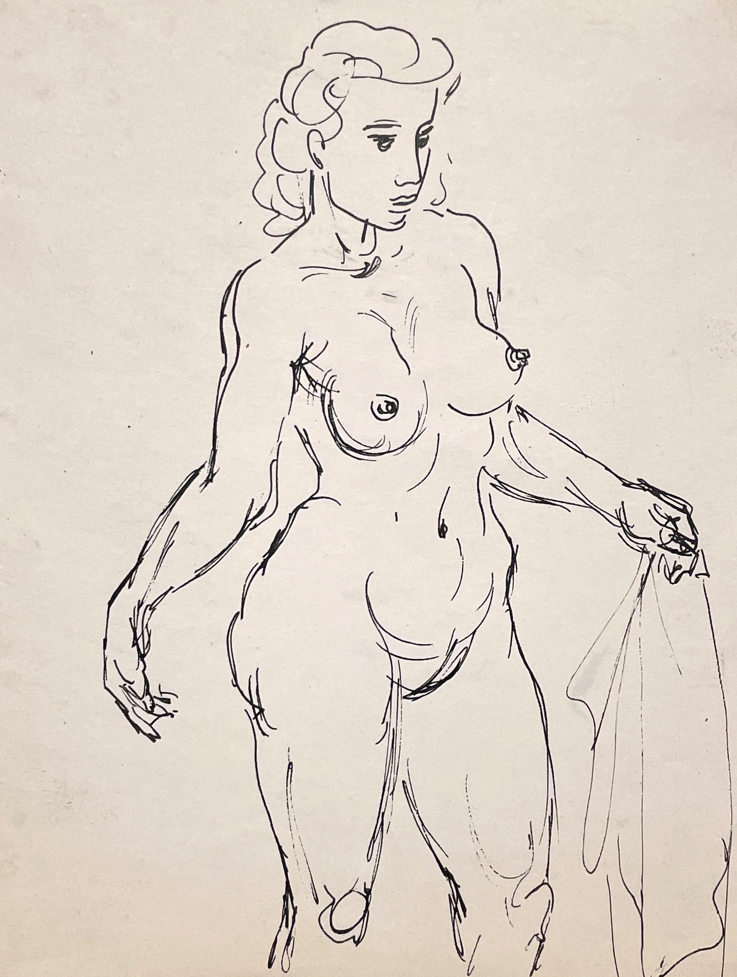 Figurative Art Harold Haydon - Étude intime d'une figure féminine, nu debout, datant des années 1940 et du milieu du siècle dernier
