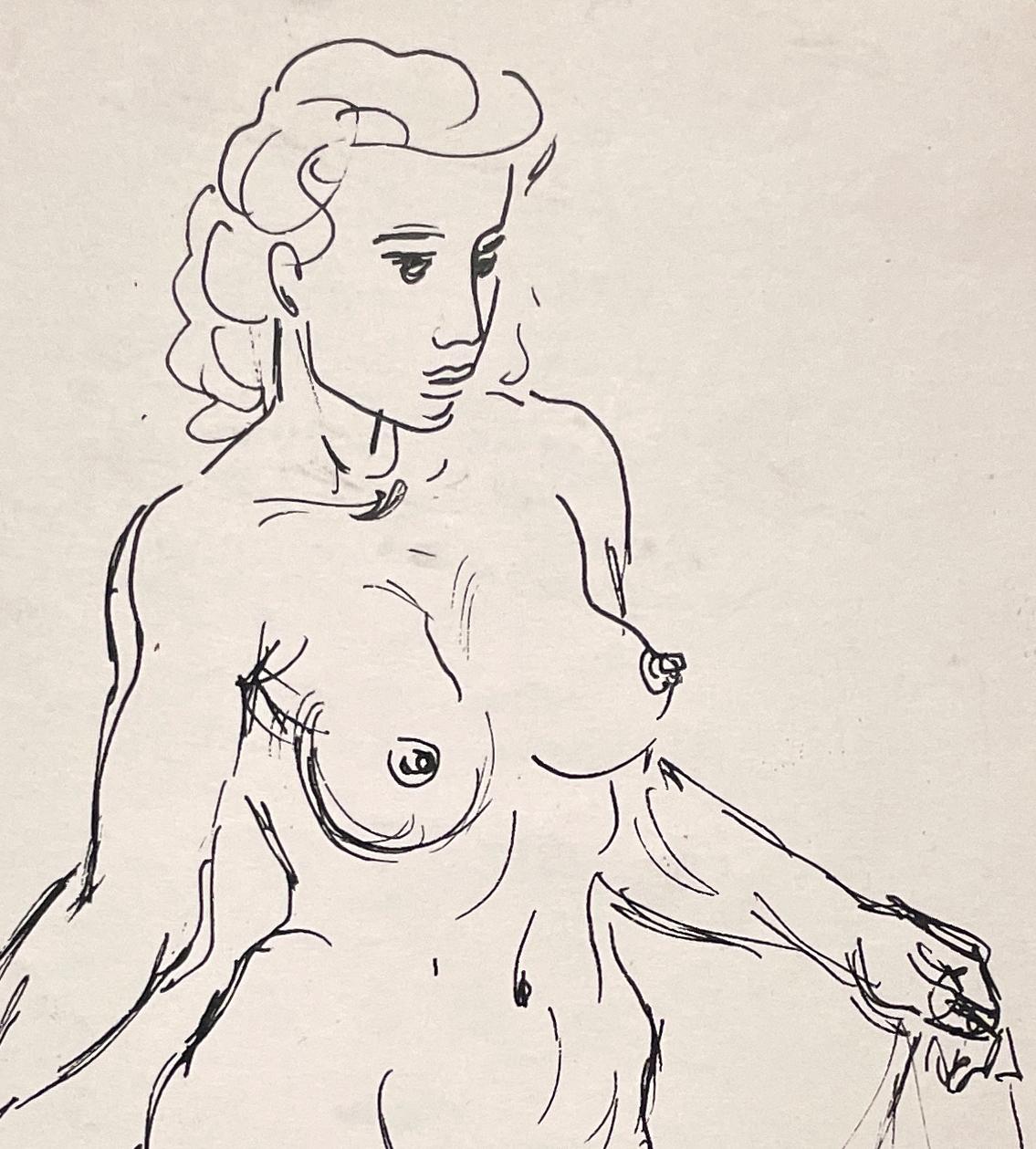 Étude intime d'une figure féminine, nu debout, datant des années 1940 et du milieu du siècle dernier - Modernisme américain Art par Harold Haydon