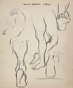 A Fine, Mid-Century Modern 1950s Academic Anatomical Figure Study (Legs & Feet)