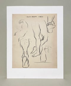 Fino estudio de figura anatómica académica moderna de mediados de siglo de 1950 (piernas y pies)