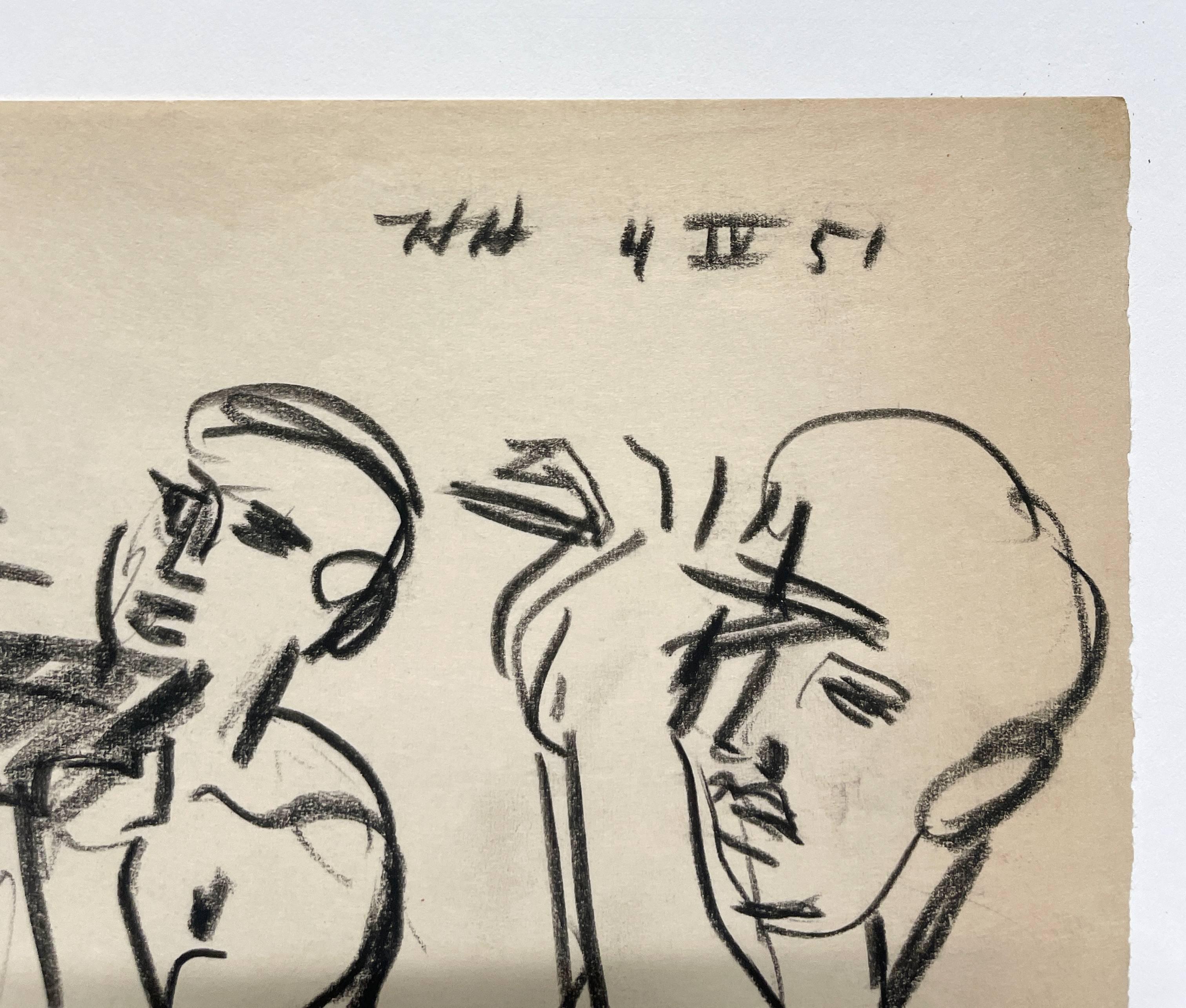 A Fine, Mid-Century Modern 1950s Figure Study, Young Male Nude Carrying Bricks For Sale 2