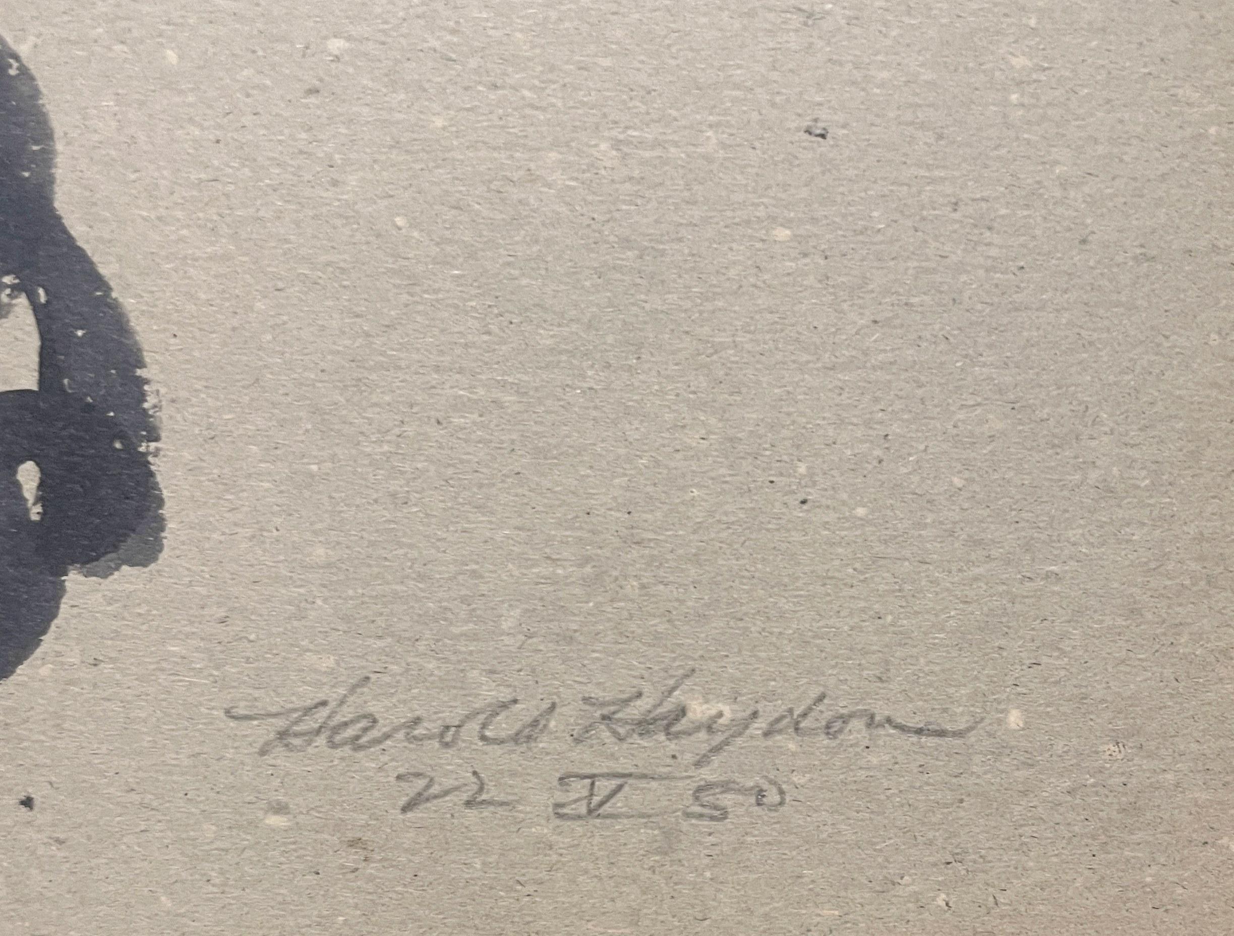 A Delightful, 1950s Mid-Century Modern Ink Drawing of a Resting Cat For Sale 4