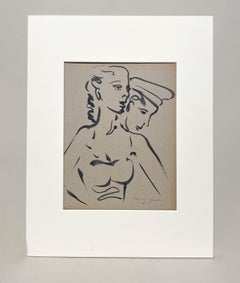 Sorprendente dibujo a tinta de mediados de siglo de una pareja bailando