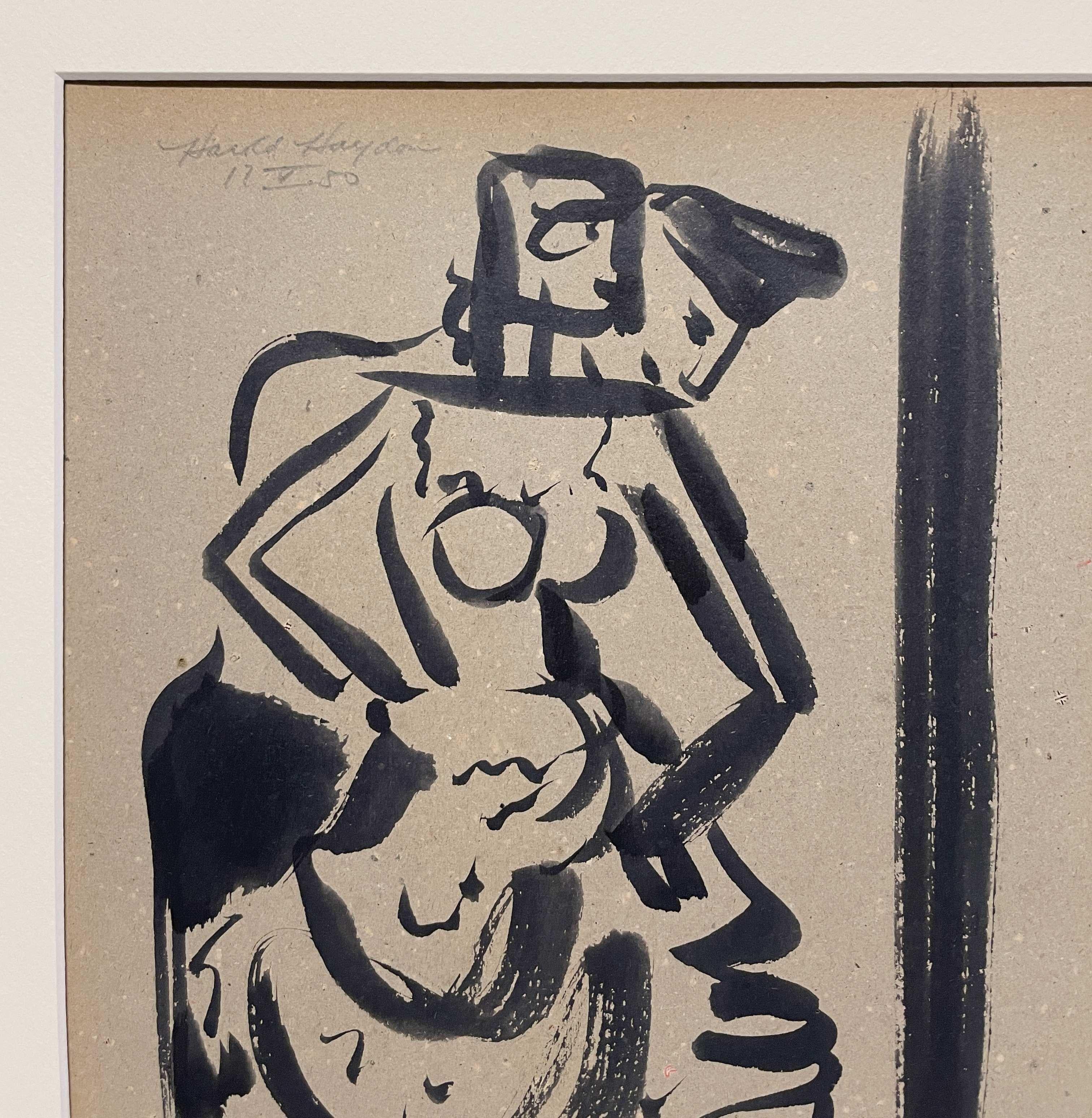 A Striking 1950s Mid-Century Modern Ink Drawing of a Dancing Couple For Sale 2