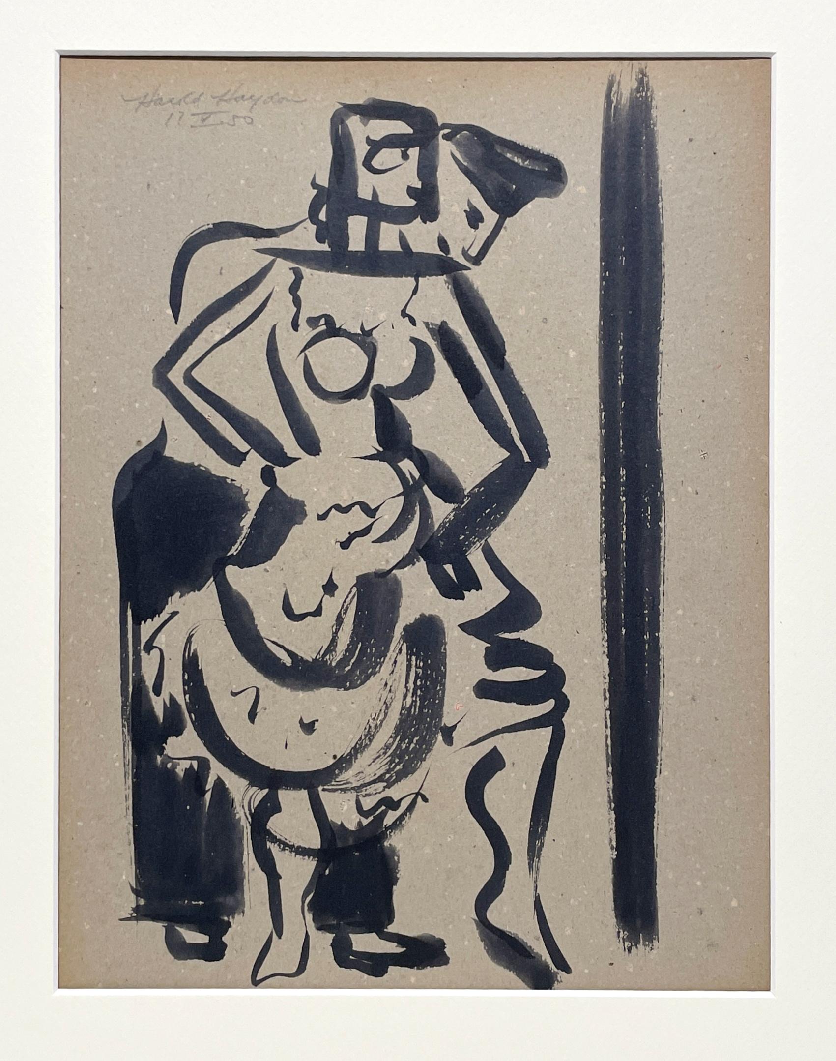 A Striking 1950s Mid-Century Modern Ink Drawing of a Dancing Couple - American Modern Art by Harold Haydon