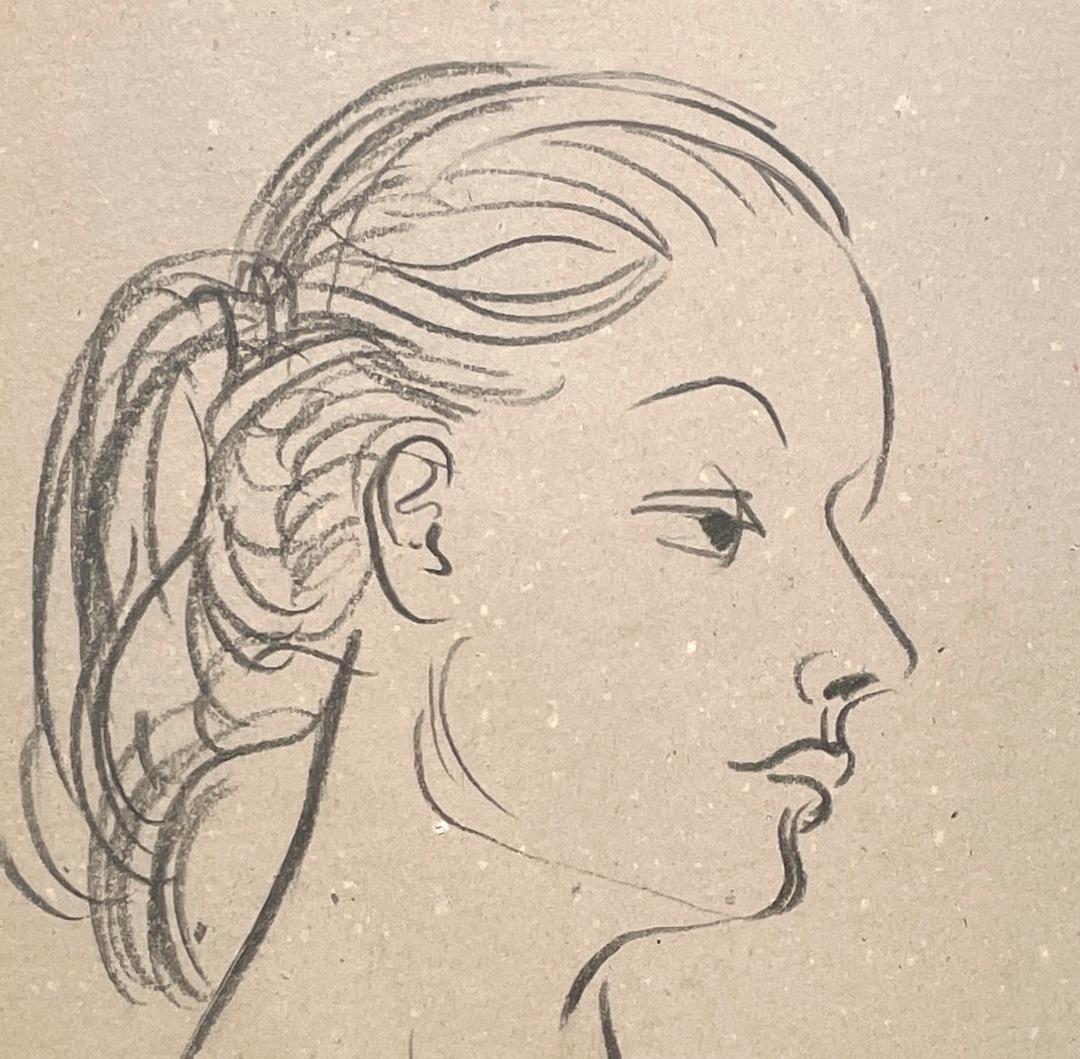 Belle étude de figure, portrait d'une jeune femme, datant du milieu du siècle dernier et datant des années 1950 en vente 1