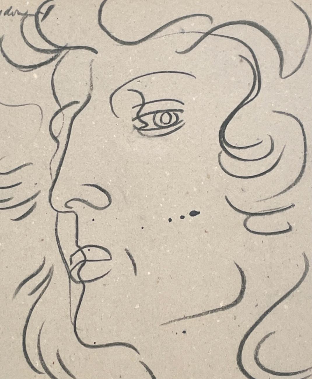 Un llamativo y dramático retrato de mujer de mediados de siglo de un notable artista de Chicago, Harold Haydon (Am. 1909-1994).  Un dibujo al carboncillo de una joven, bien ejecutado en el estudio, que pone de relieve la refinada habilidad y la