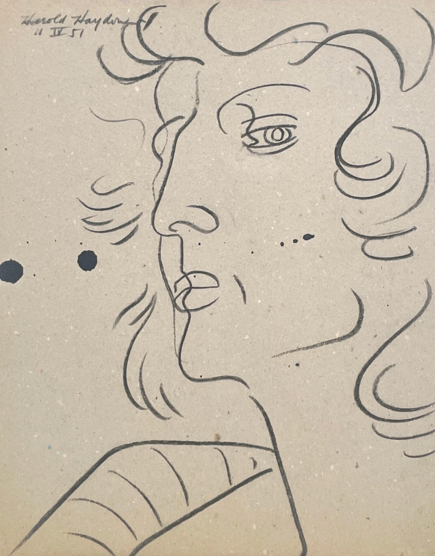 Un llamativo y dramático estudio de figura de mediados de siglo moderno de los años 50, Retrato de mujer en venta 2
