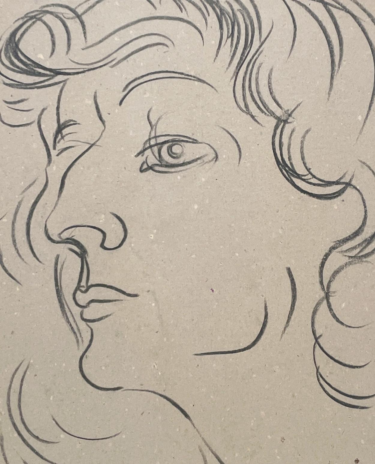 Un llamativo y dramático estudio de figura de mediados de siglo moderno de los años 50, Retrato de mujer - Portrait Beige de Harold Haydon