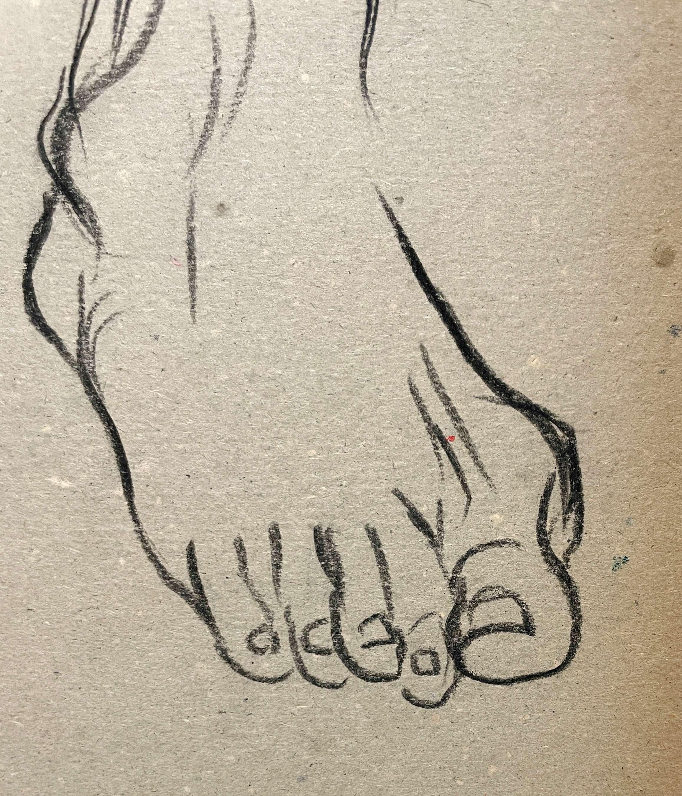 Belle étude de figure anatomique académique (main et pieds) datant des années 1950 et du milieu du siècle dernier - Beige Nude par Harold Haydon