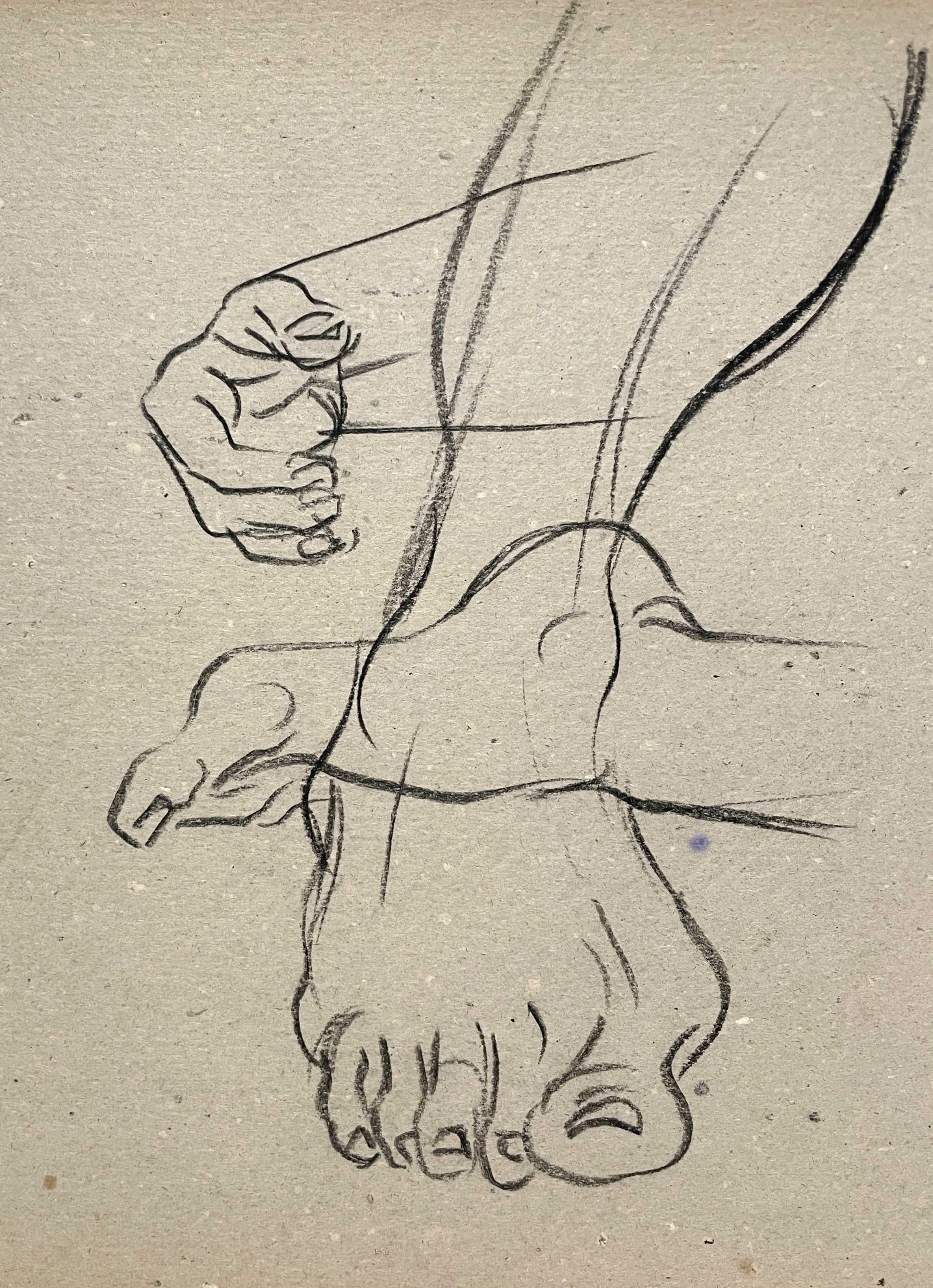 Belle étude de figure anatomique académique (main et pieds) datant des années 1950 et du milieu du siècle dernier en vente 2