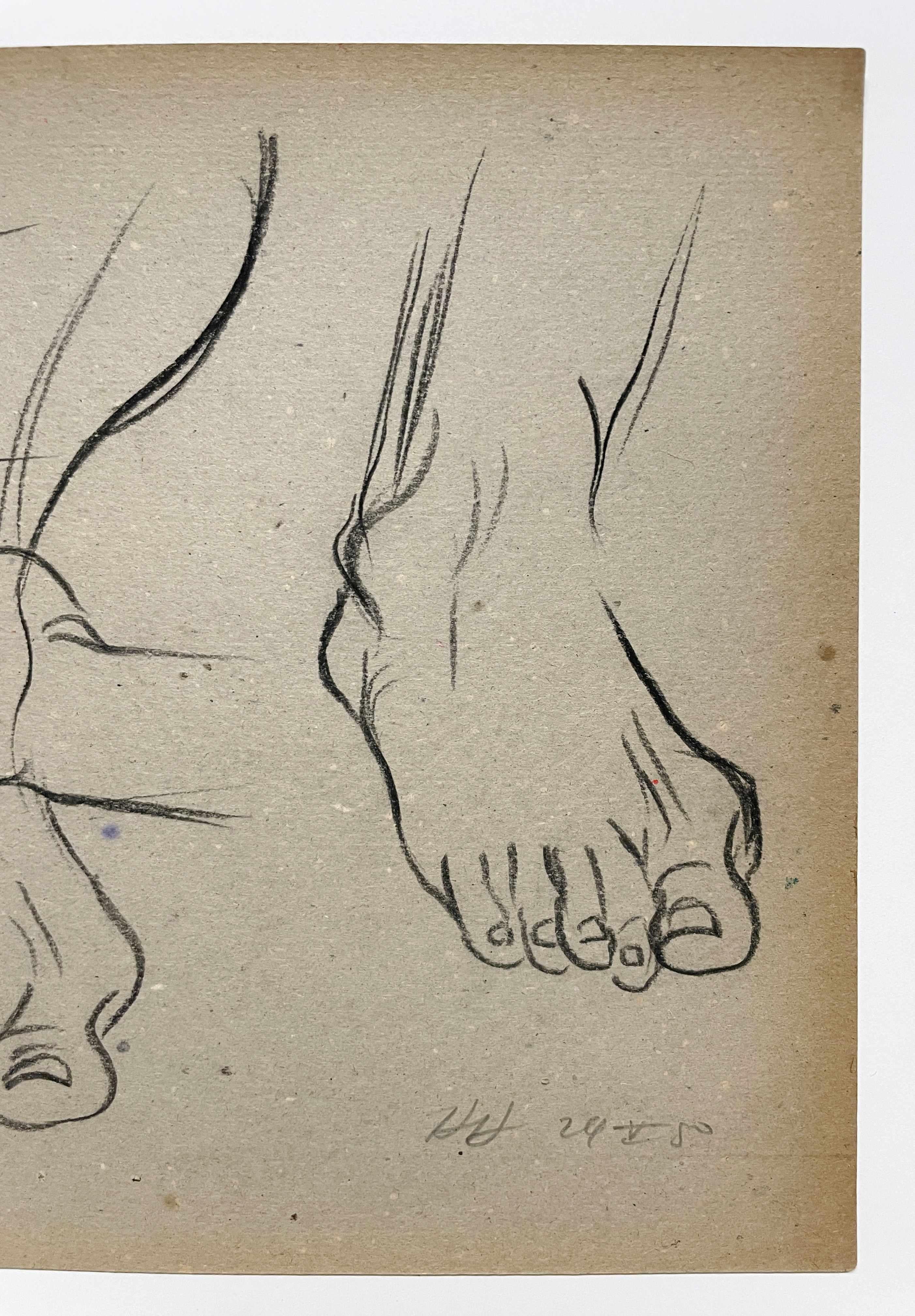 Belle étude anatomique de la main et des pieds d'un modèle, réalisée dans les années 1950 par le célèbre artiste de Chicago, Harold Haydon (Am. 1909-1994).  Une étude de figure composite bien exécutée qui met en évidence l'habileté raffinée et