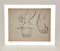 Un raffinato studio di figura anatomica accademica di metà secolo moderno degli anni '50 (mano e piedi)