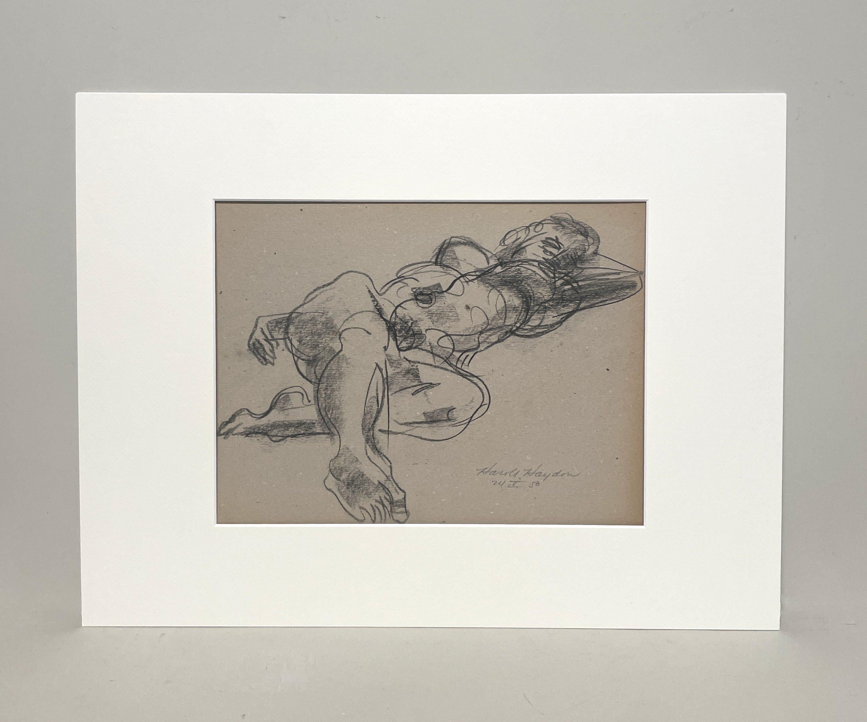 Un raffinato Studio A di nudo femminile reclinato, degli anni '50, della metà del secolo scorso. - Art di Harold Haydon
