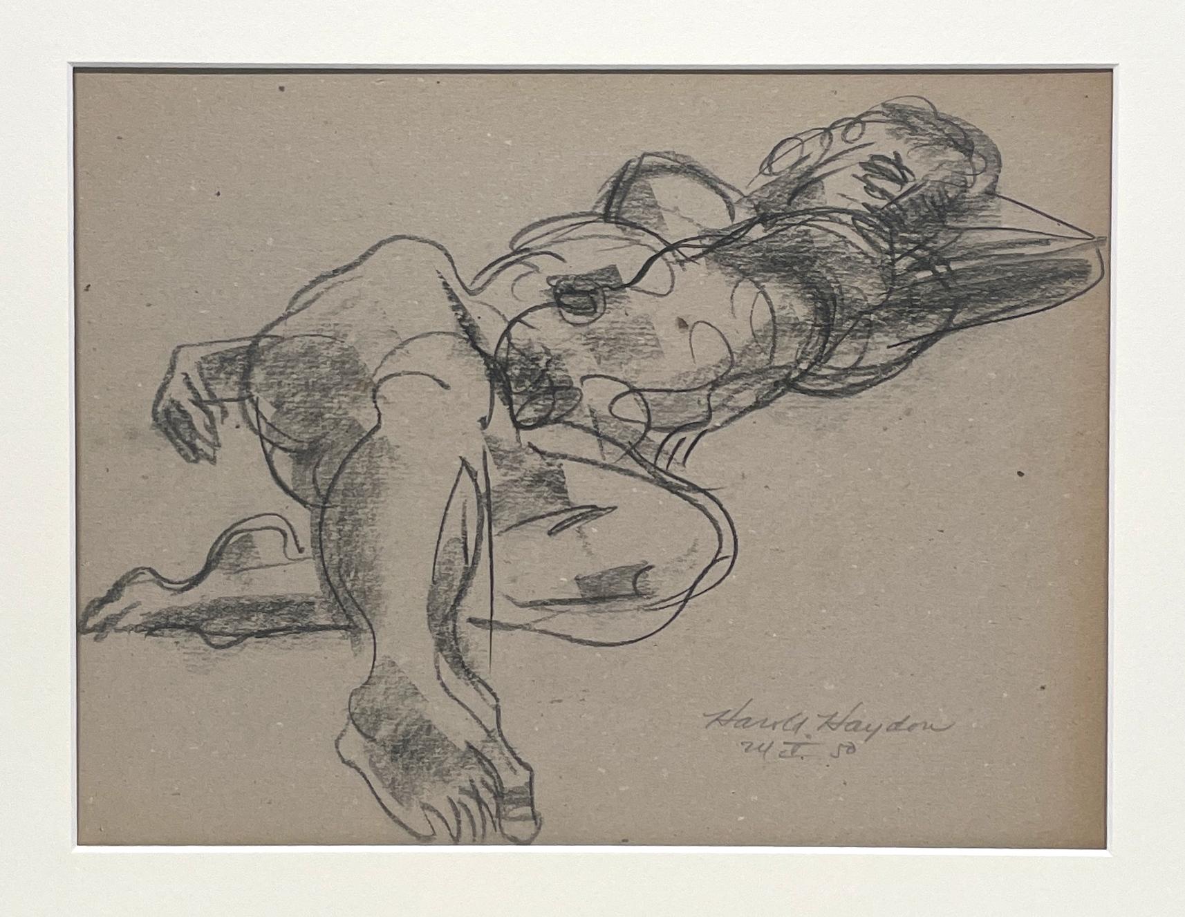 Un raffinato Studio A di nudo femminile reclinato, degli anni '50, della metà del secolo scorso. - Art American Modern di Harold Haydon