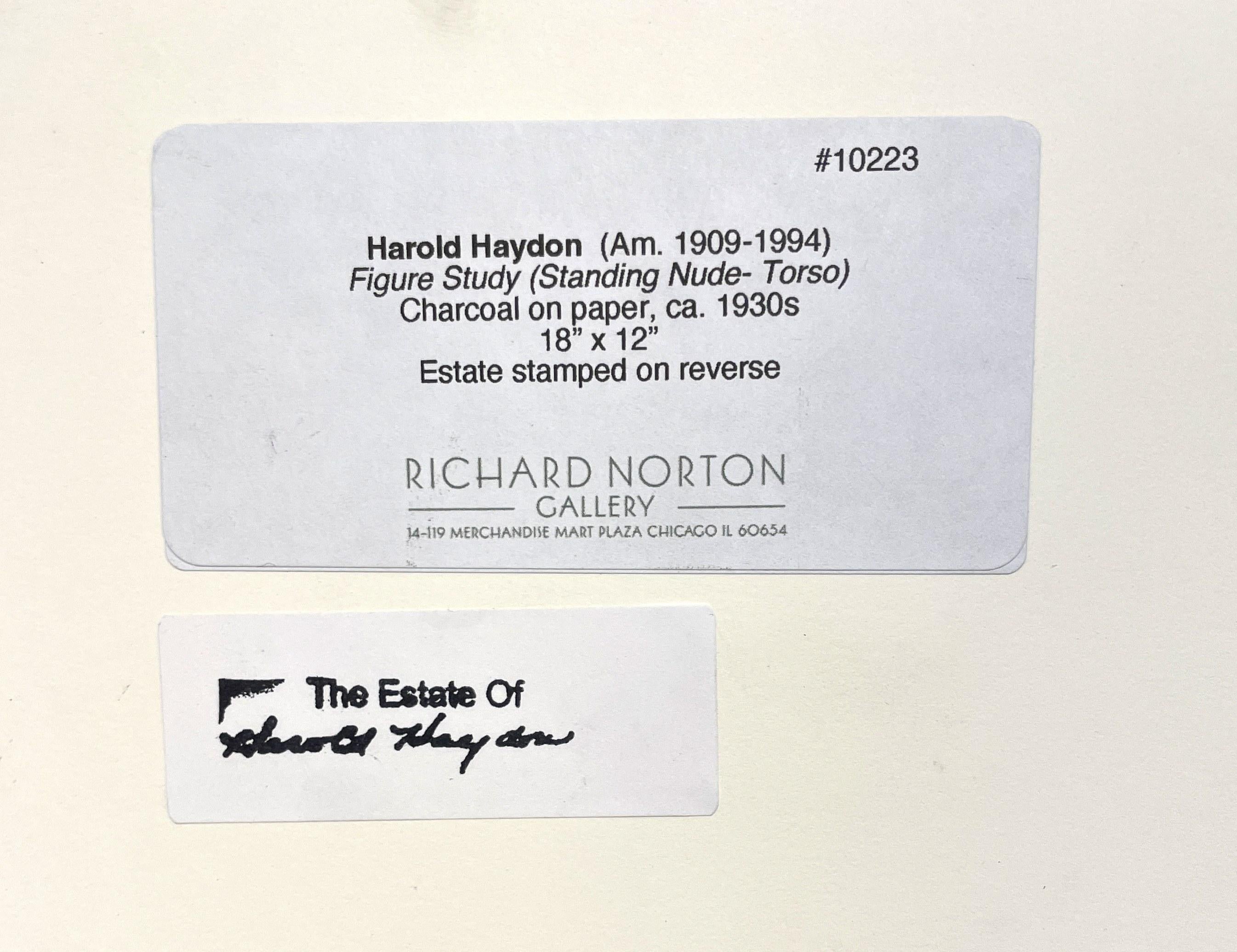 Eine sehr fein gezeichnete moderne Figurenstudie aus den 1930er Jahren, Stehender weiblicher Akt, Torso im Angebot 4