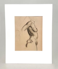 Eine sehr fein gezeichnete moderne Figurenstudie aus den 1930er Jahren, Stehender weiblicher Akt, Torso