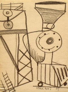 Eine moderne abstrakte Zeichnung einer Dampflokomotive aus den 1930er Jahren von Hananiah Harari