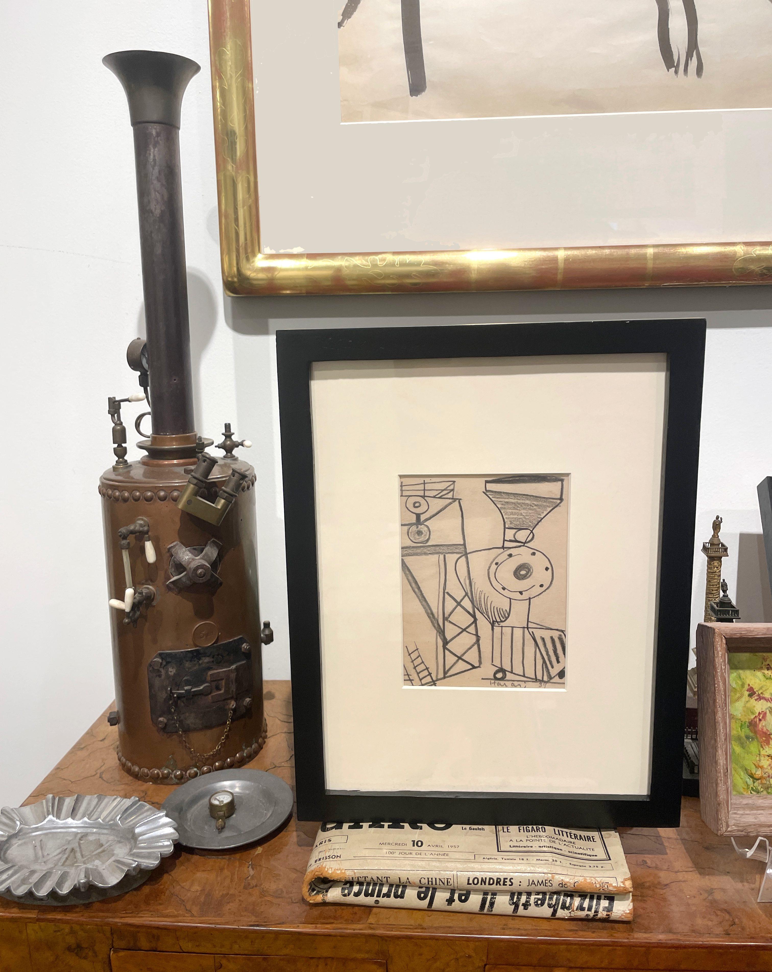 Dibujo abstracto moderno de la década de 1930 de una máquina de vapor de ferrocarril, por Hananiah Harari en venta 7