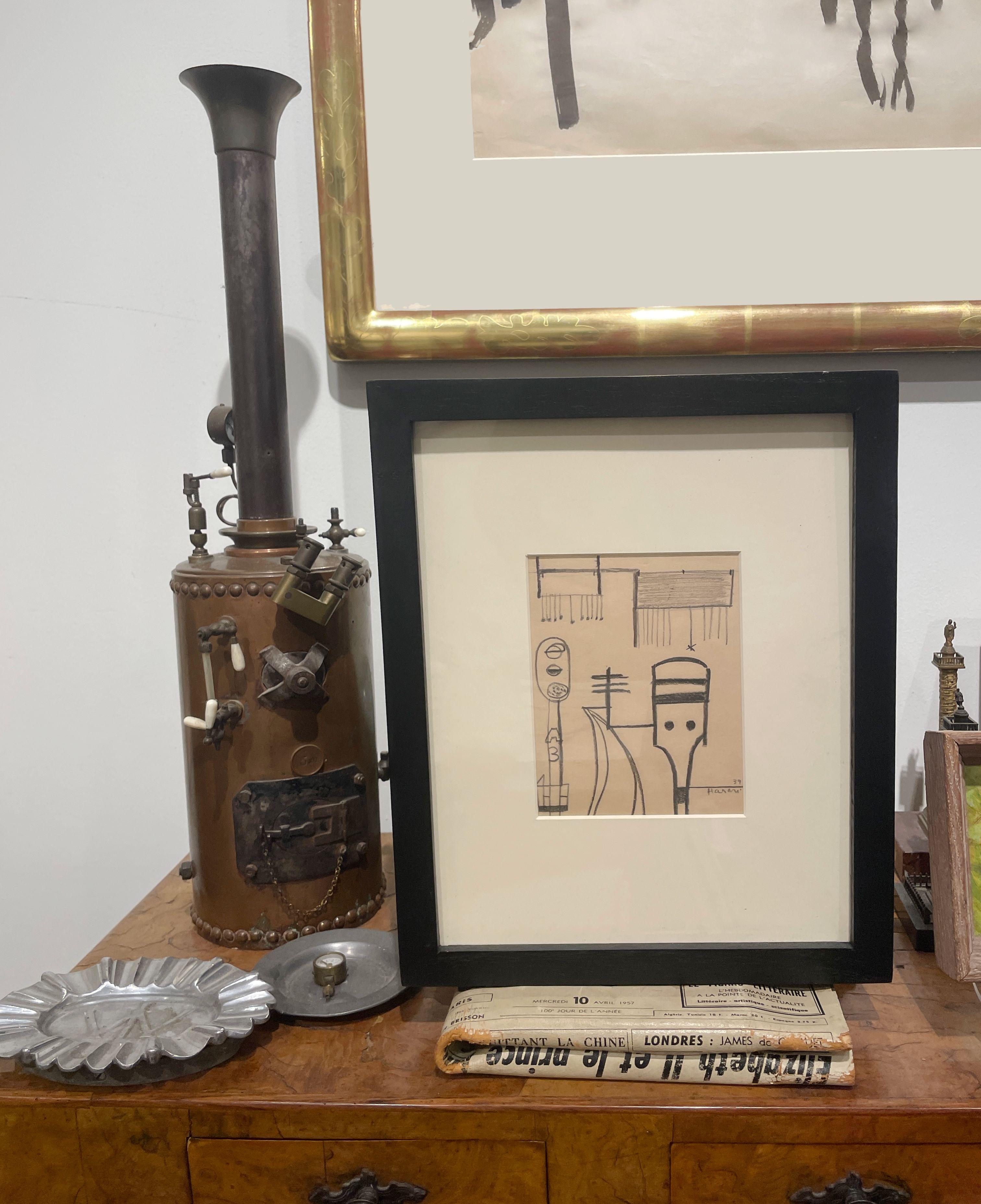 A 1930s Modern Abstract Drawing of Railroad Switching Signals by Hananiah Harari For Sale 8