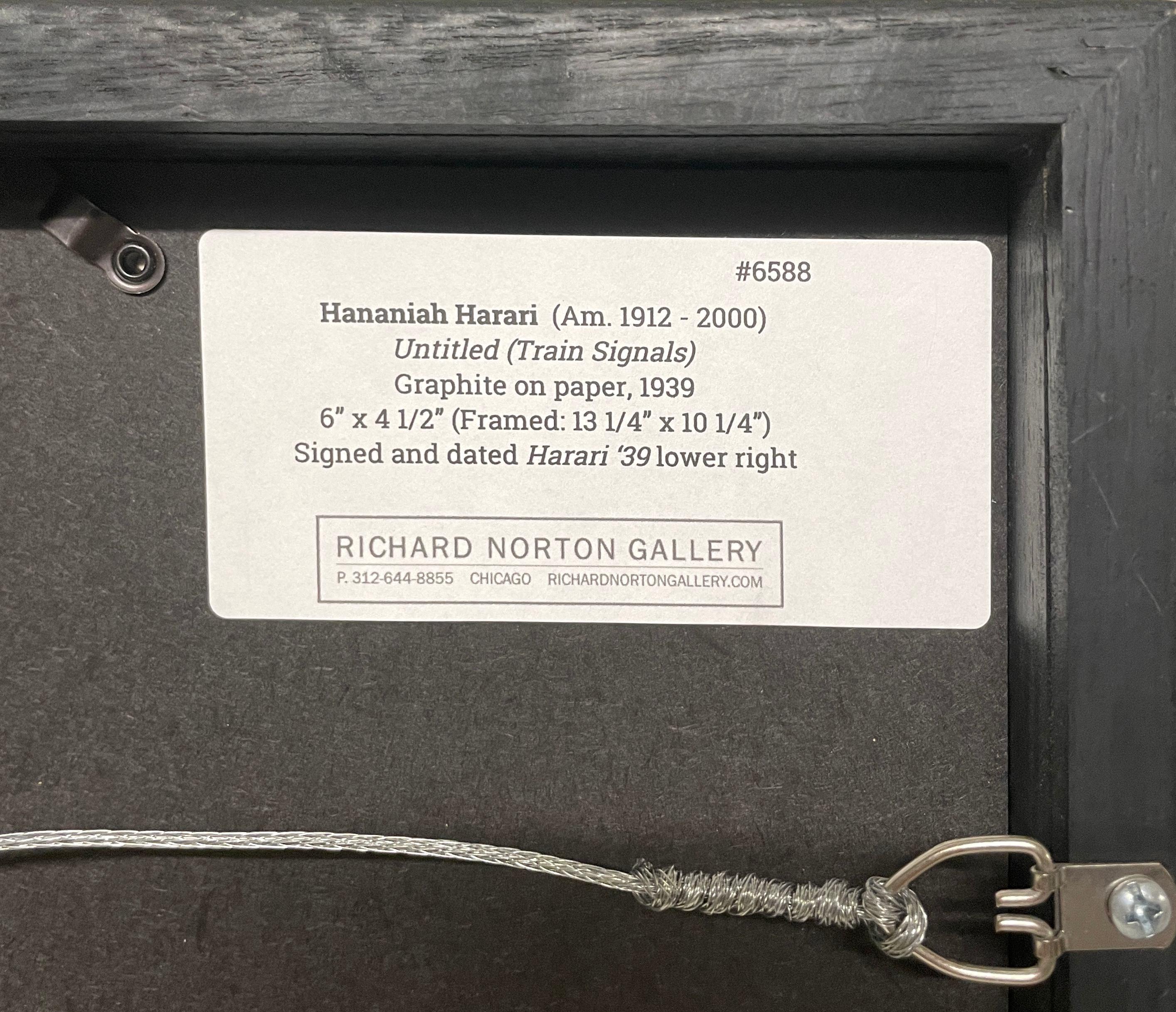 A 1930s Modern Abstract Drawing of Railroad Switching Signals by Hananiah Harari For Sale 6