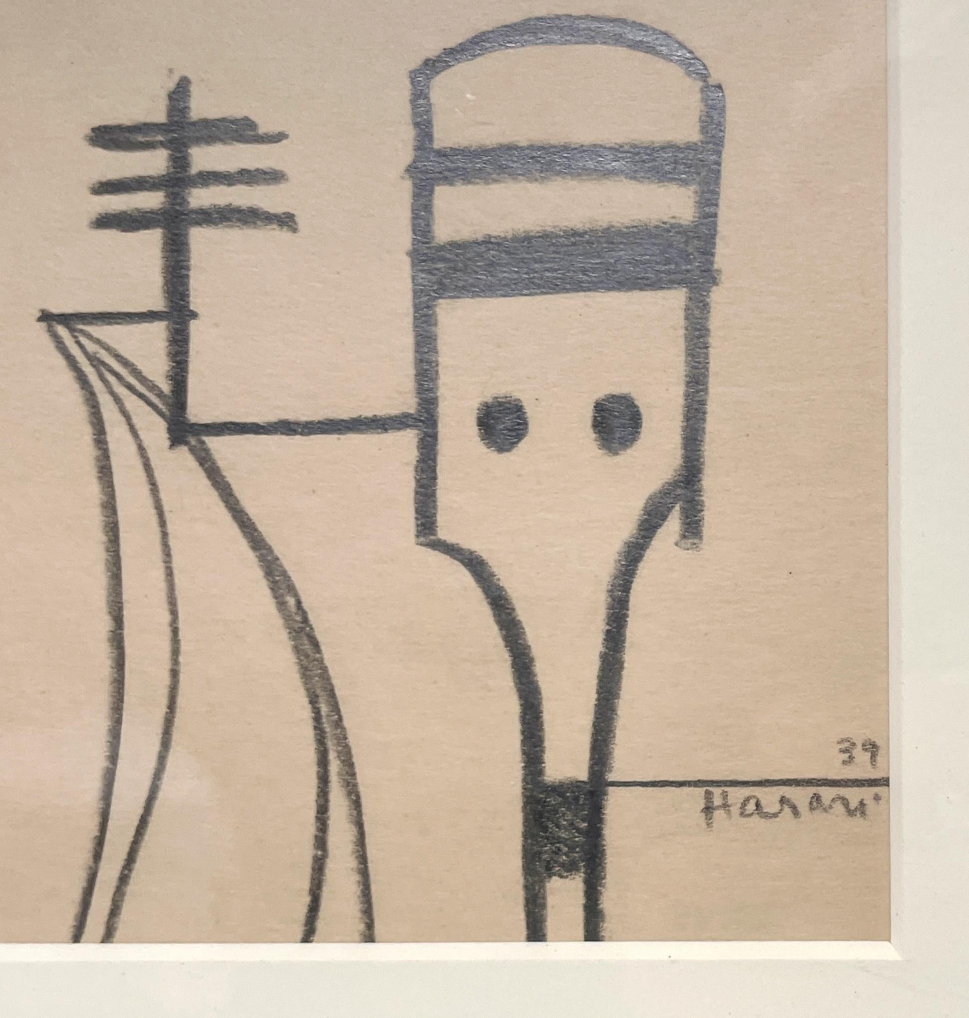 A 1930s Modern Abstract Drawing of Railroad Switching Signals by Hananiah Harari For Sale 5