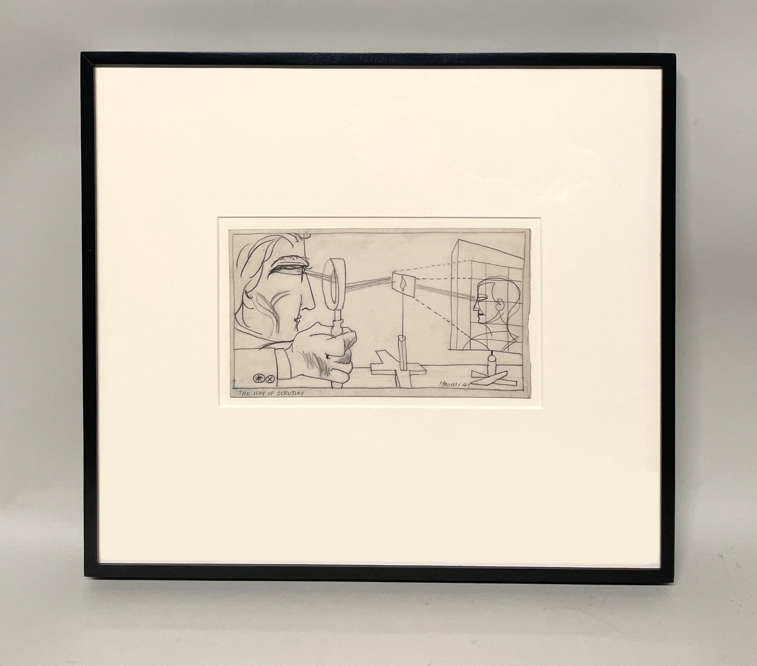 A 1940s Modern Surreal Abstract Drawing 