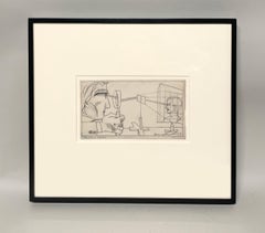 A 1940s Modern Surreal Abstract Drawing "The Way of Scrutiny" by Hananiah Harari