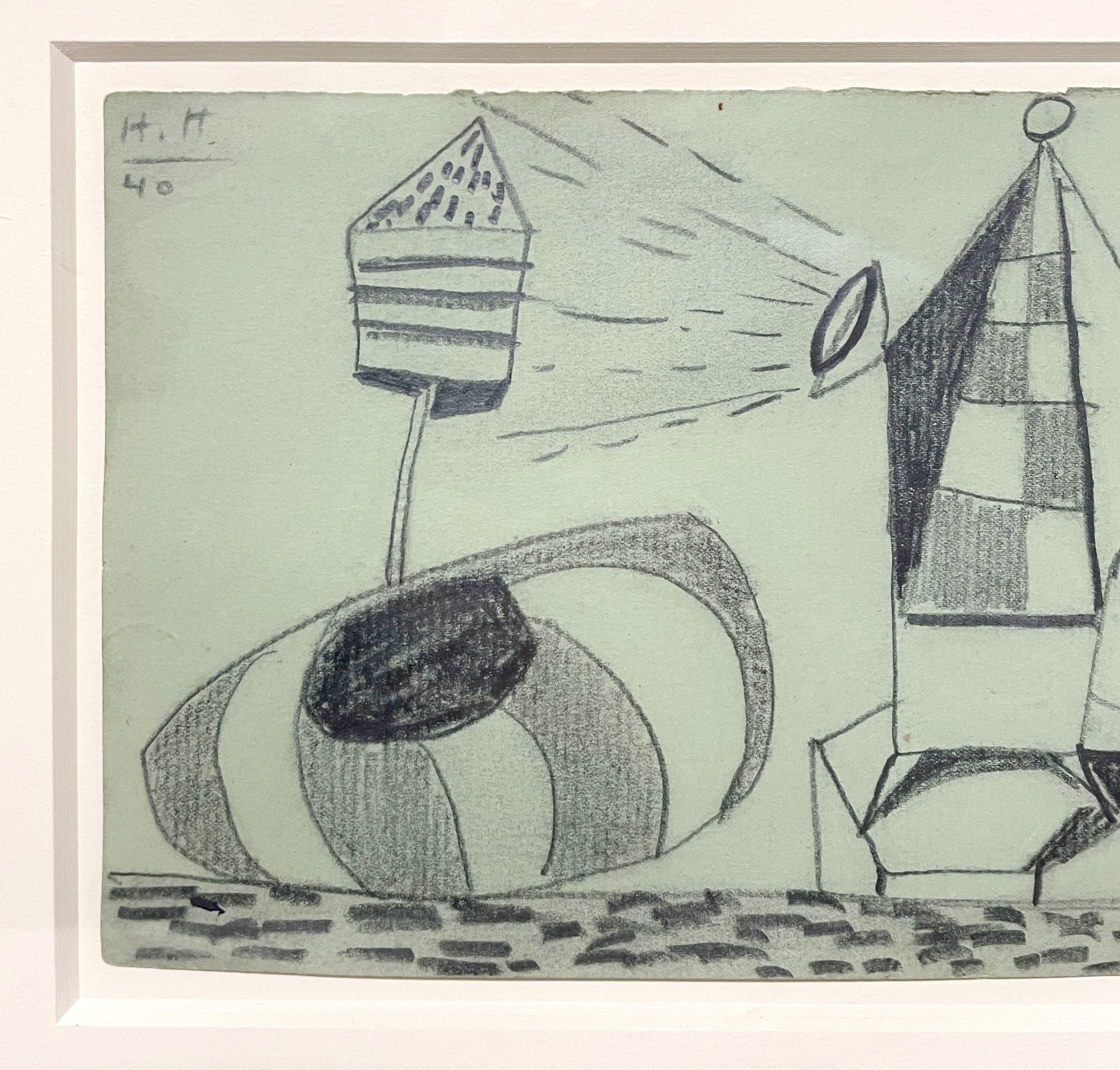 Un dibujo abstracto surrealista moderno de la década de 1940, 