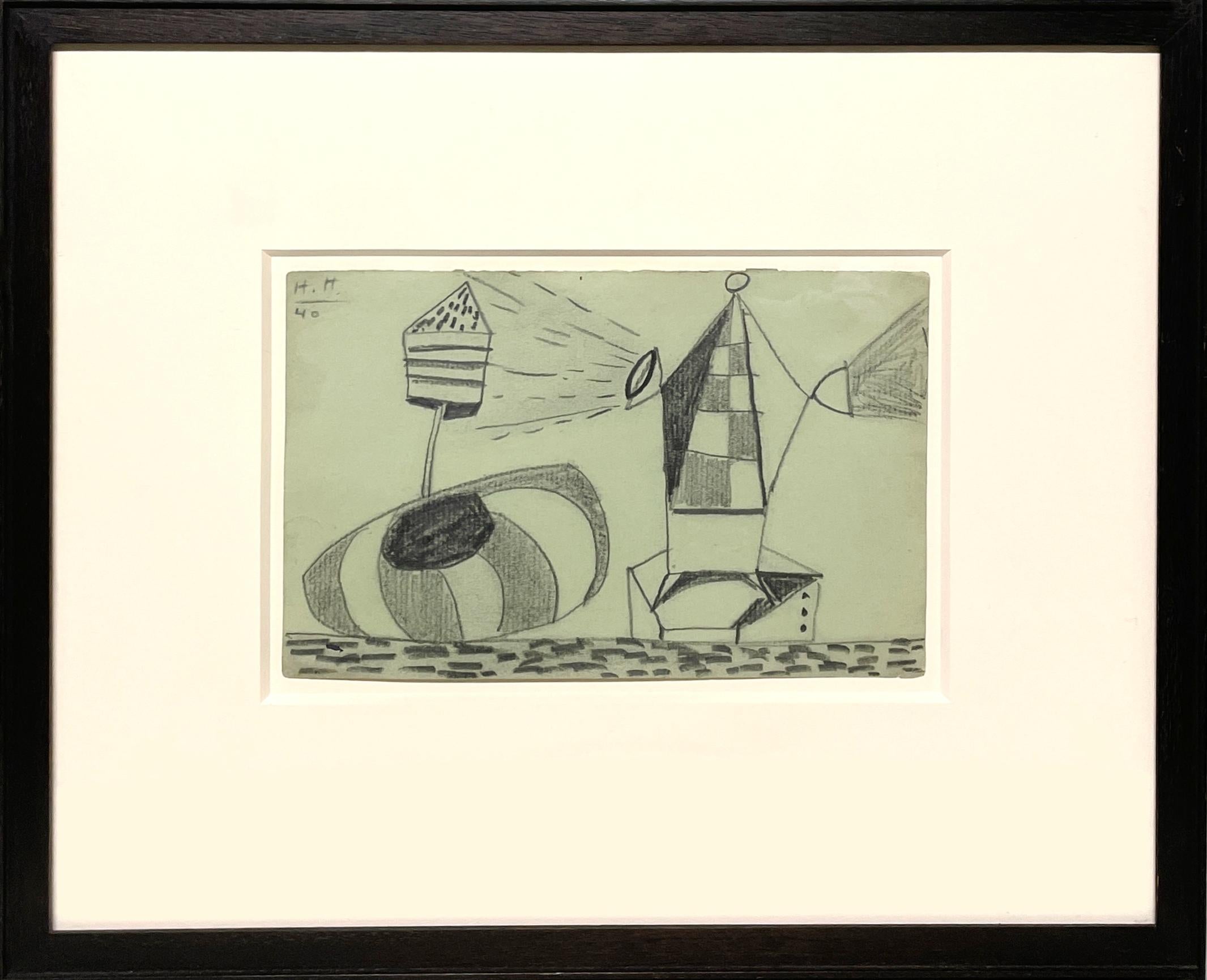 Un dibujo abstracto surrealista moderno de la década de 1940, 