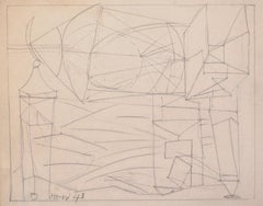 Dessin abstrait surréaliste de Hananiah Harari, datant des années 1940 et du milieu du siècle dernier