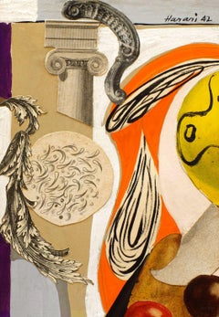 Eine farbenfrohe, 1942 entstandene moderne surreale Abstraktion von Hananiah Harari "Früchte der Ordnung"