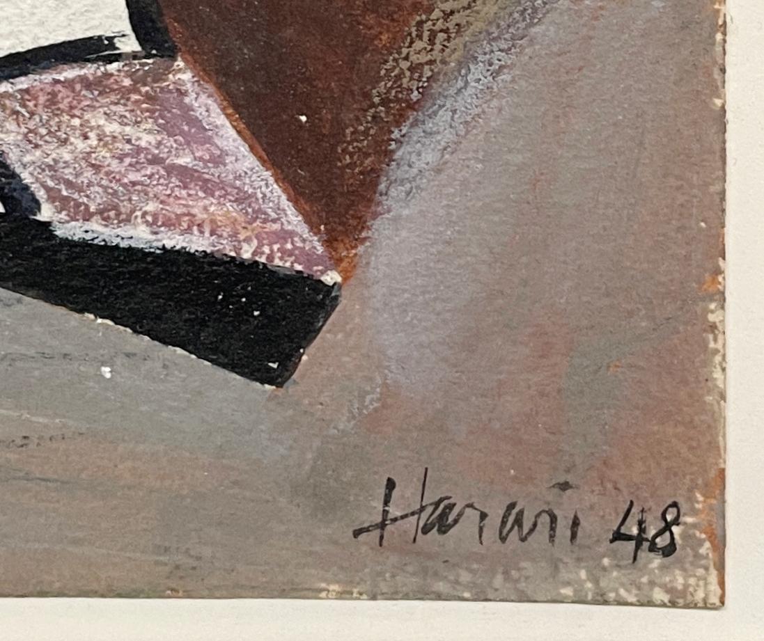 Una colorida acuarela abstracta moderna de mediados de siglo de 1948, de Hananiah Harari en venta 6