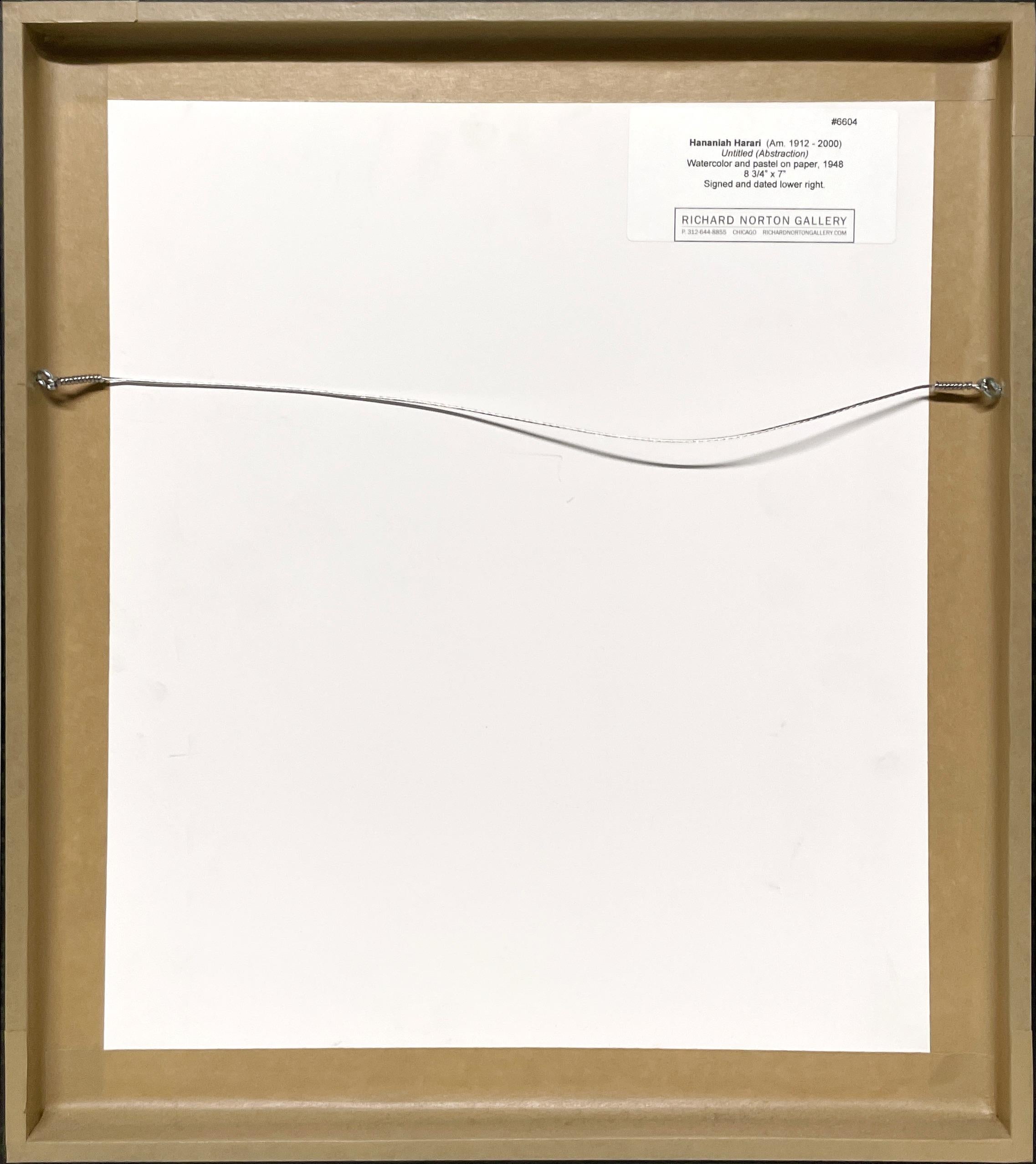 Una colorida acuarela abstracta moderna de mediados de siglo de 1948, de Hananiah Harari en venta 7