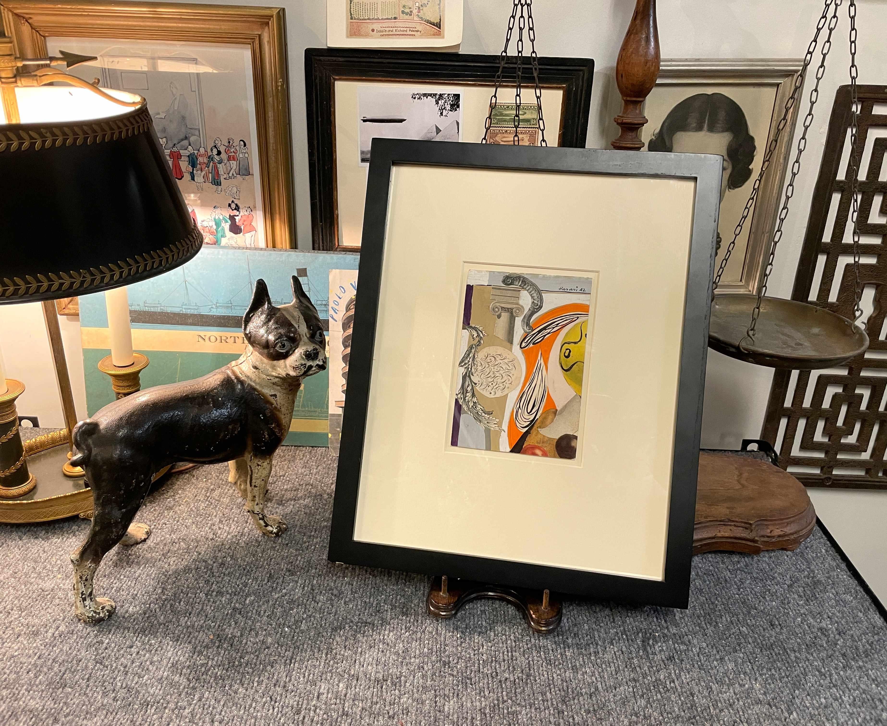 Una colorida acuarela abstracta moderna de mediados de siglo de 1948, de Hananiah Harari en venta 9