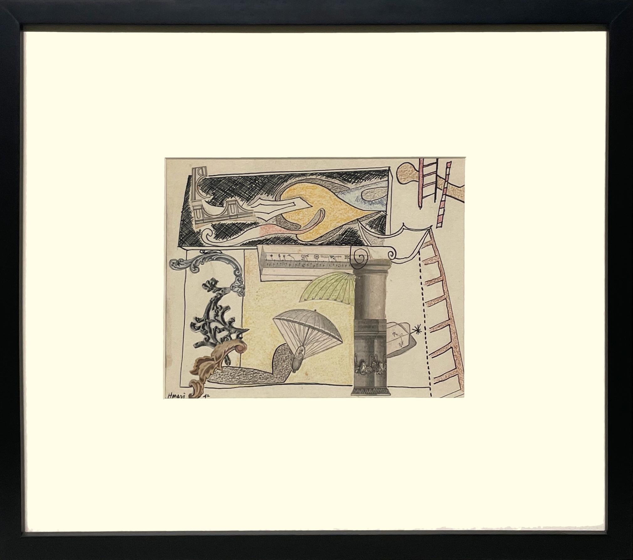 Un astratto surreale colorato e moderno del 1942 di Hananiah Harari 